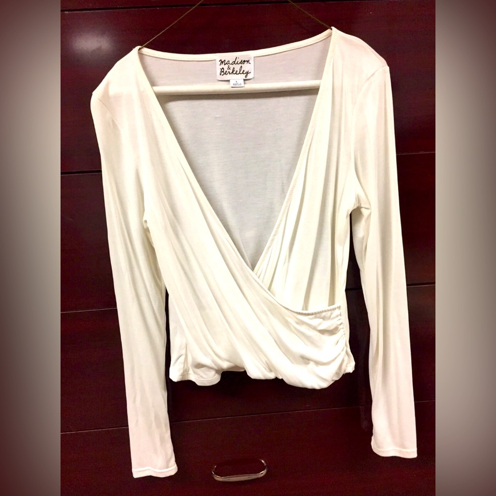 Madison & Berkeley Cream Wrap Blouse